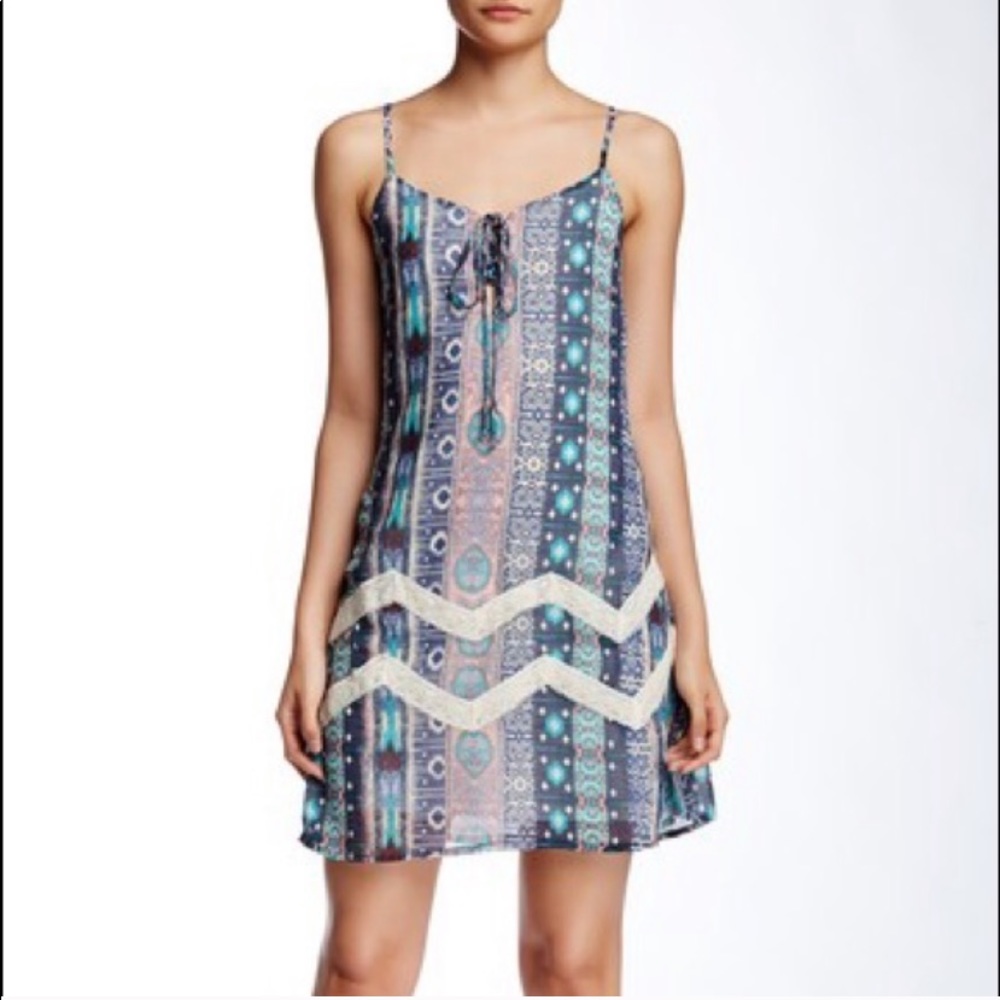 Want & Need- Woman’s Lace Up Cami Woven Dress